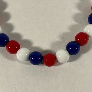 Red/White/Blue Acrylic Bead Bracelet NWT